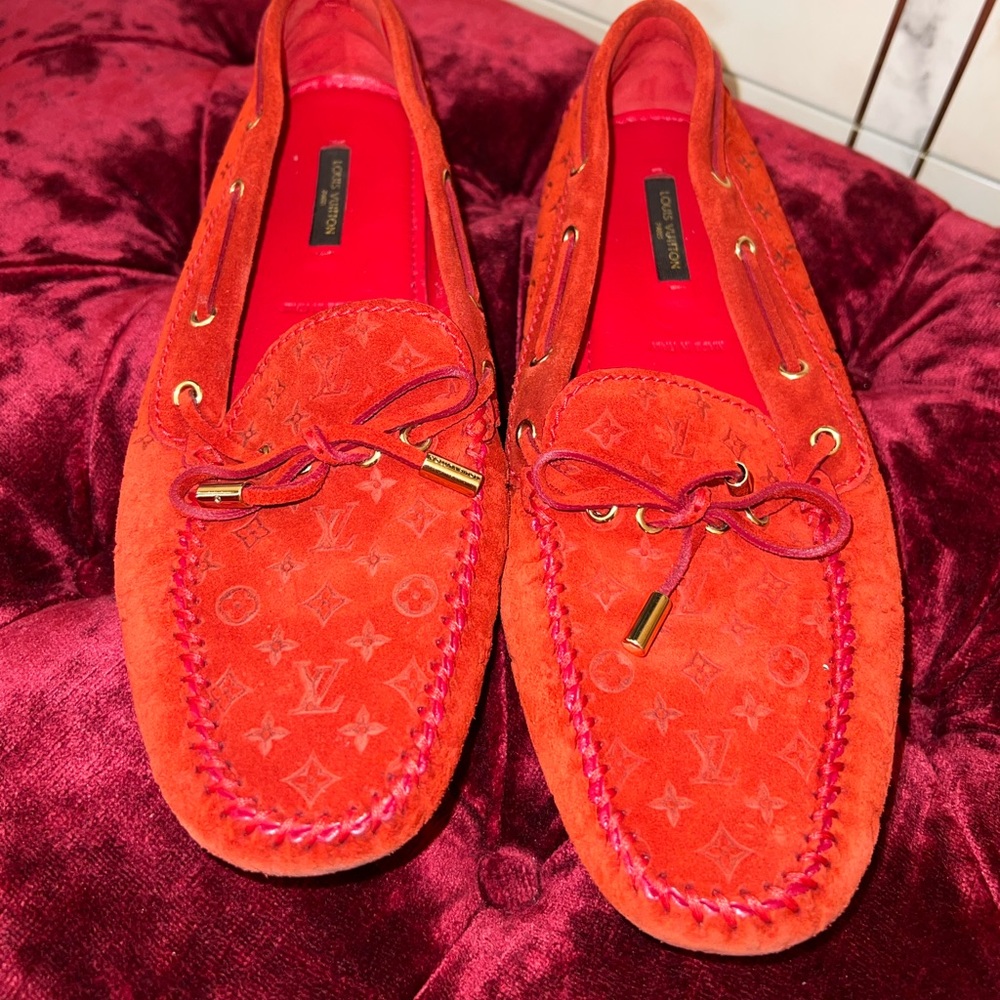 Red Louis Vuitton Moccasins